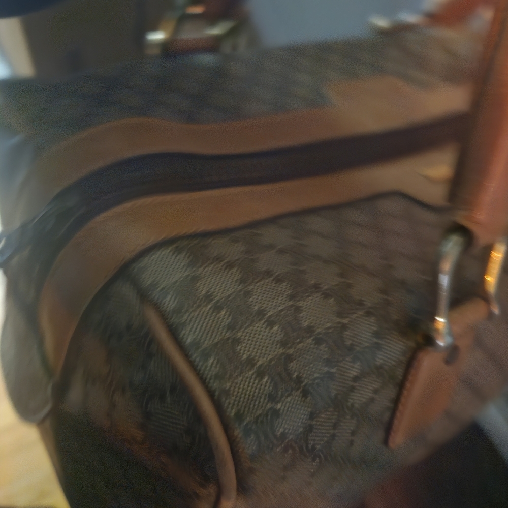 Celine Brown Monogram Canvas Top-Handle Satchel - Picture 8 of 16